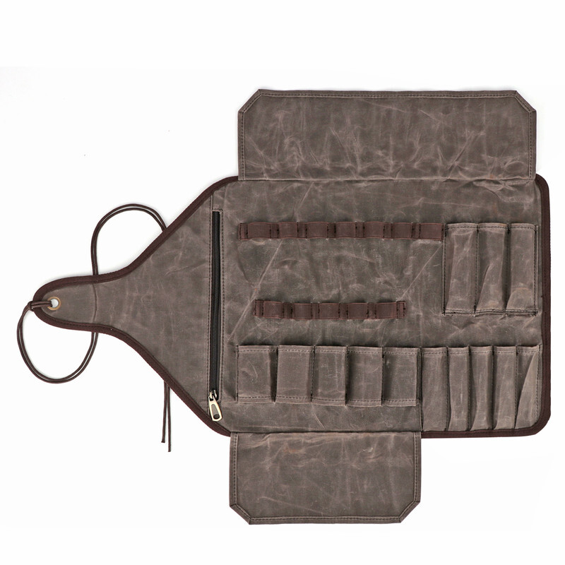 TOURBON Roll Carving Tool Organizer Bag Storage Holder Zip Pouch Wax Canvas US