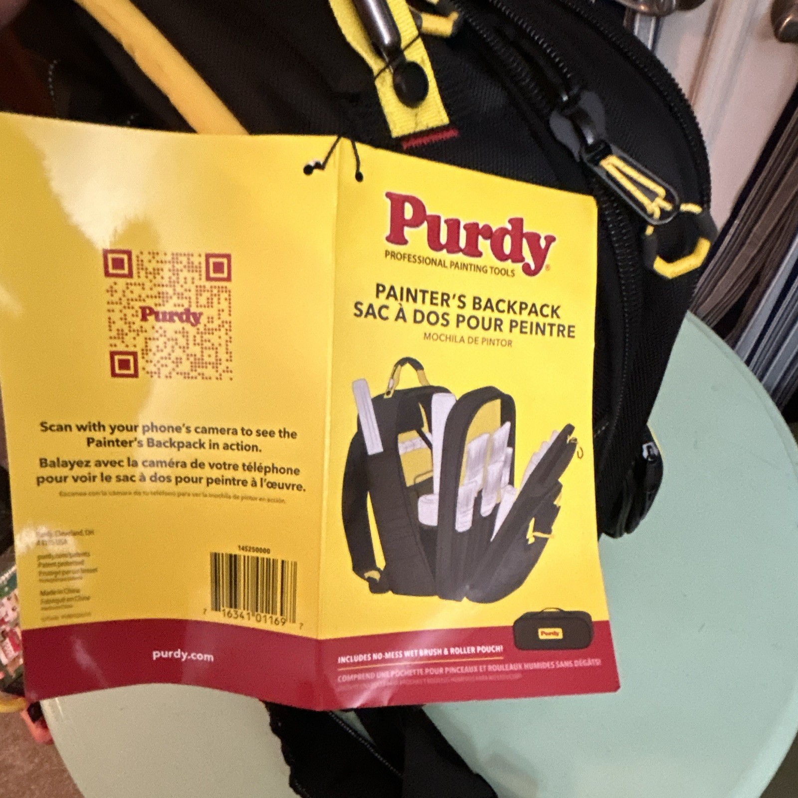 Purdy Painter’s Backpack Tool Backpack Adjustable w/ Handle Black/Yellow
