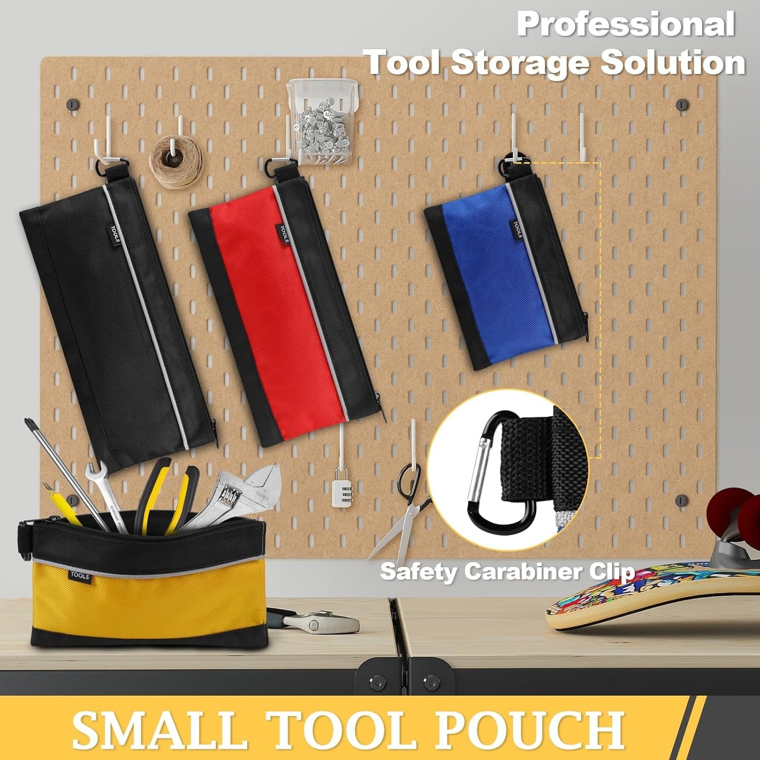 4 Pack Tool Pouch, Small Tool Bag with Zipper, 1680D Oxford Waterproof Multipurp