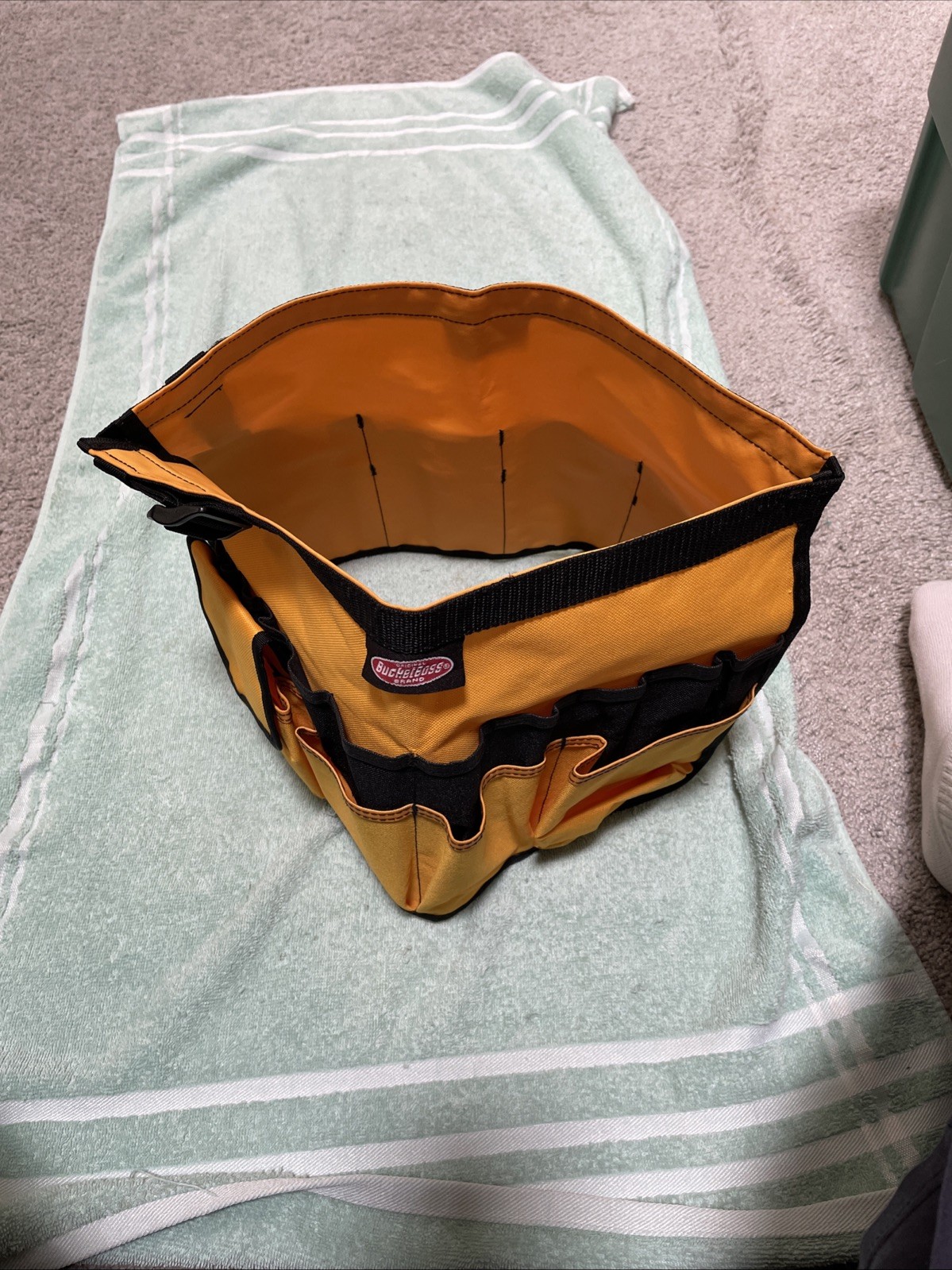 the Bucketboss Bucket Yellow Tool Organizer Adjustable