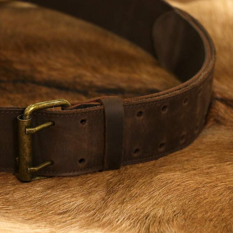 TOURBON Leather Tool Carry Workshop Waist Belt 2″ Double Roller Buckle Rig Belt