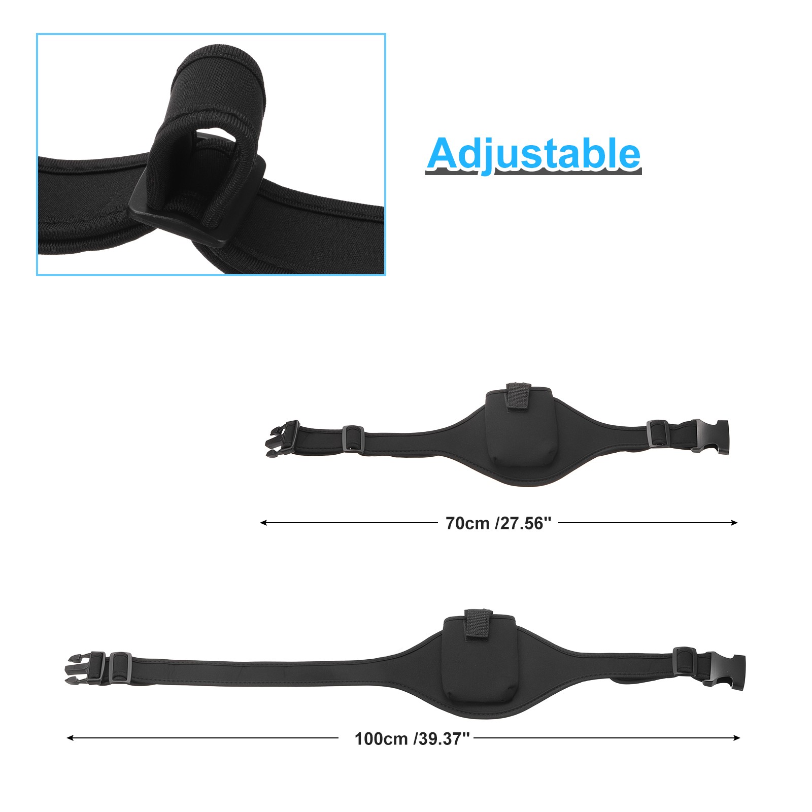 3 Pack Mic Belt 27″ to 39″ Adjustable Elastic Microphone Pack Belt Black