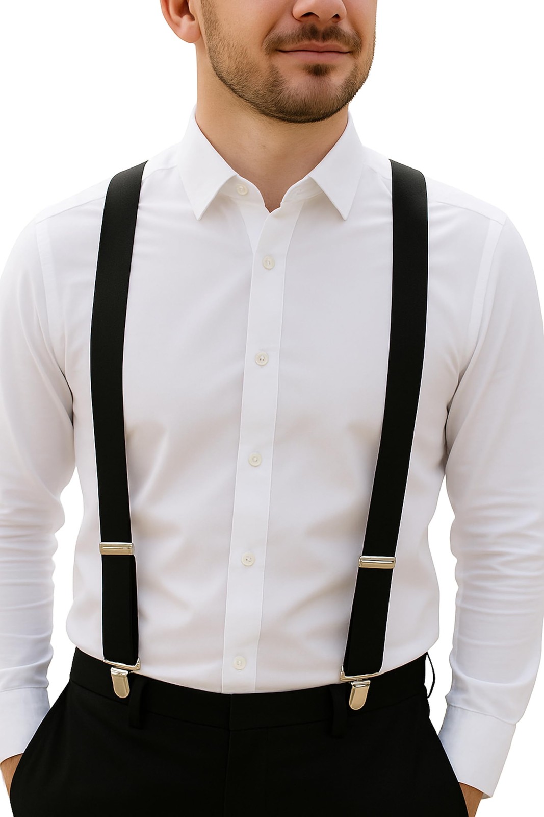 trilece Black Suspenders for Men – Mens Suspender, Adjustable One Size,