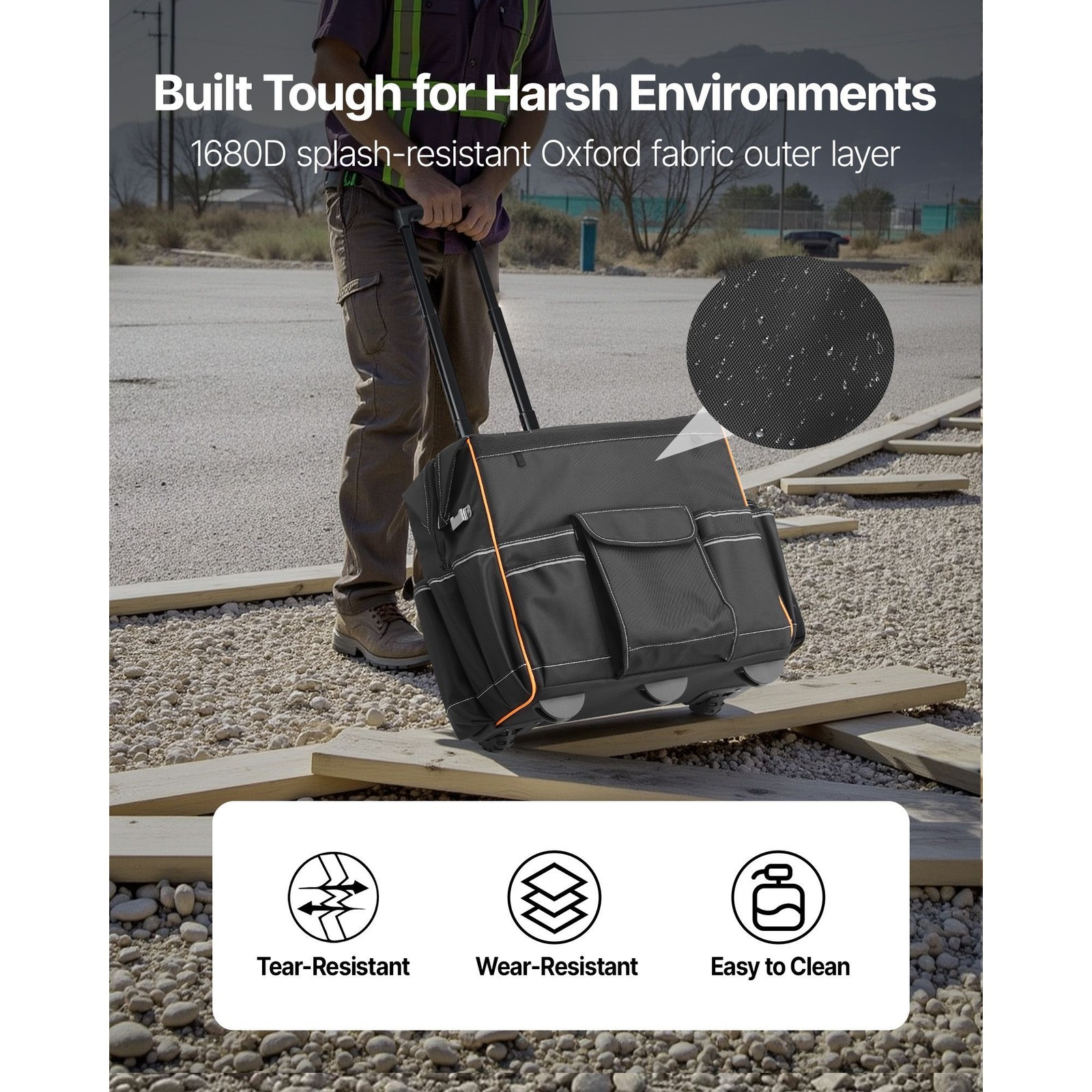 110lb 25-Pocket Rolling Tool Bag with Wheels