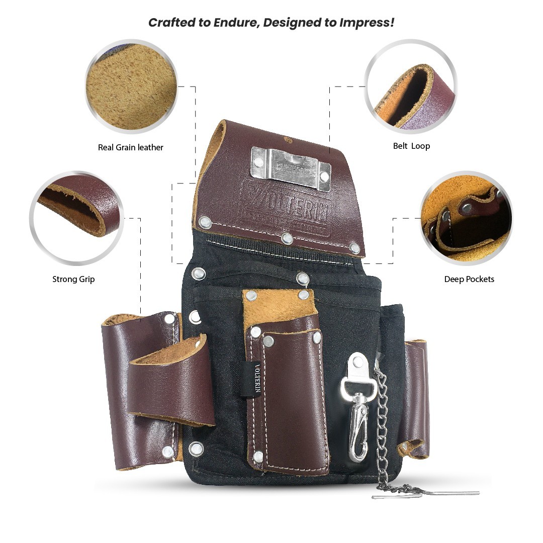 Nylon And Leather Electrician Tool Pouch – Essential Work Apron Tool Bag