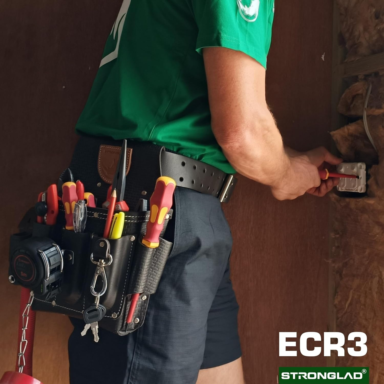 Heavy Duty Electricians Tool Belt – 13 Pocket Top Grain Leather Pouch, Adjustabl