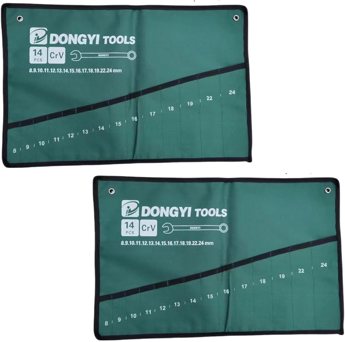 2 Pack Wrench Roll up Pouch Wrench Set Roll Organizer 14 Pocket Slot Canvas Tool