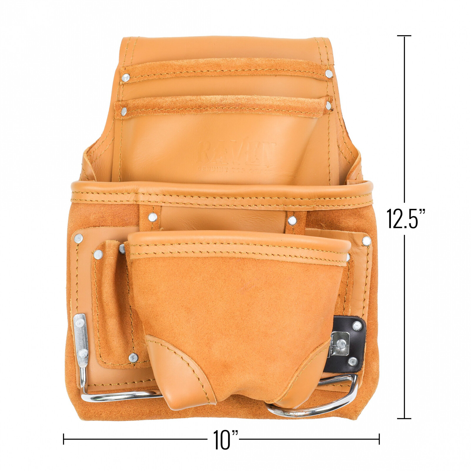 ToolTreaux 10 Pocket Heavy Duty Leather Tool Pouch DIY Woodworking, 12 x 10 Inch