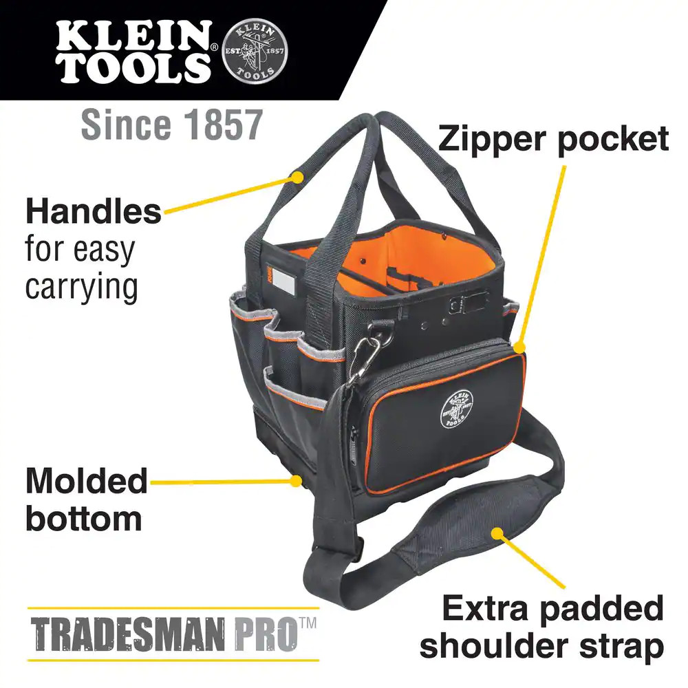 Tool Bag, Tradesman Pro Tool Tote, 40 Pockets, 10-Inch