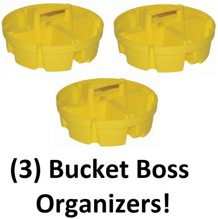 (3) ea Bucket Boss 15051 4 Compartment 5 Gallon Bucket Stacker Storage Organizer