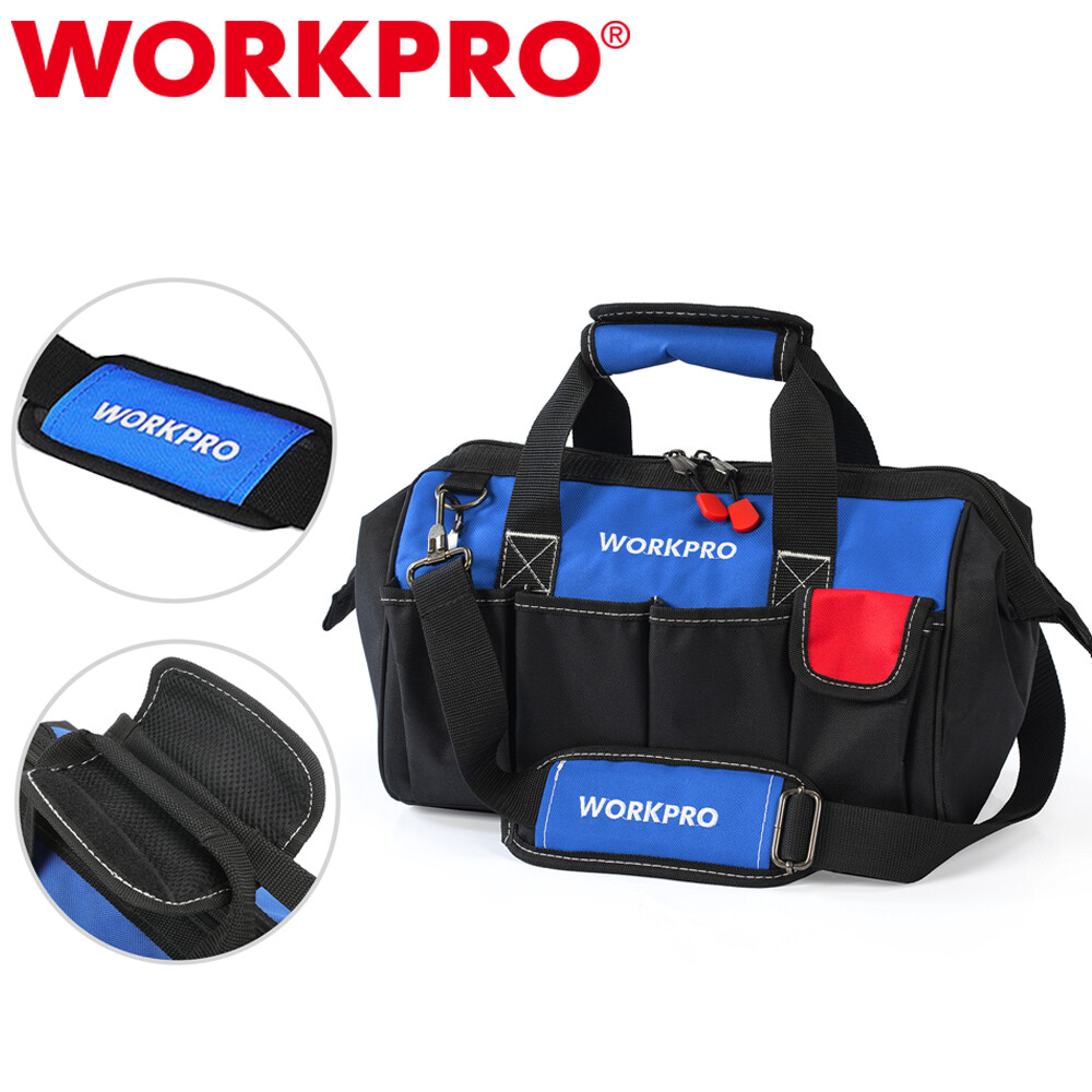 WORKPRO 14″ Tool Bag Multi-pocket Tool Organizer with Adjustable Shoulder Strap
