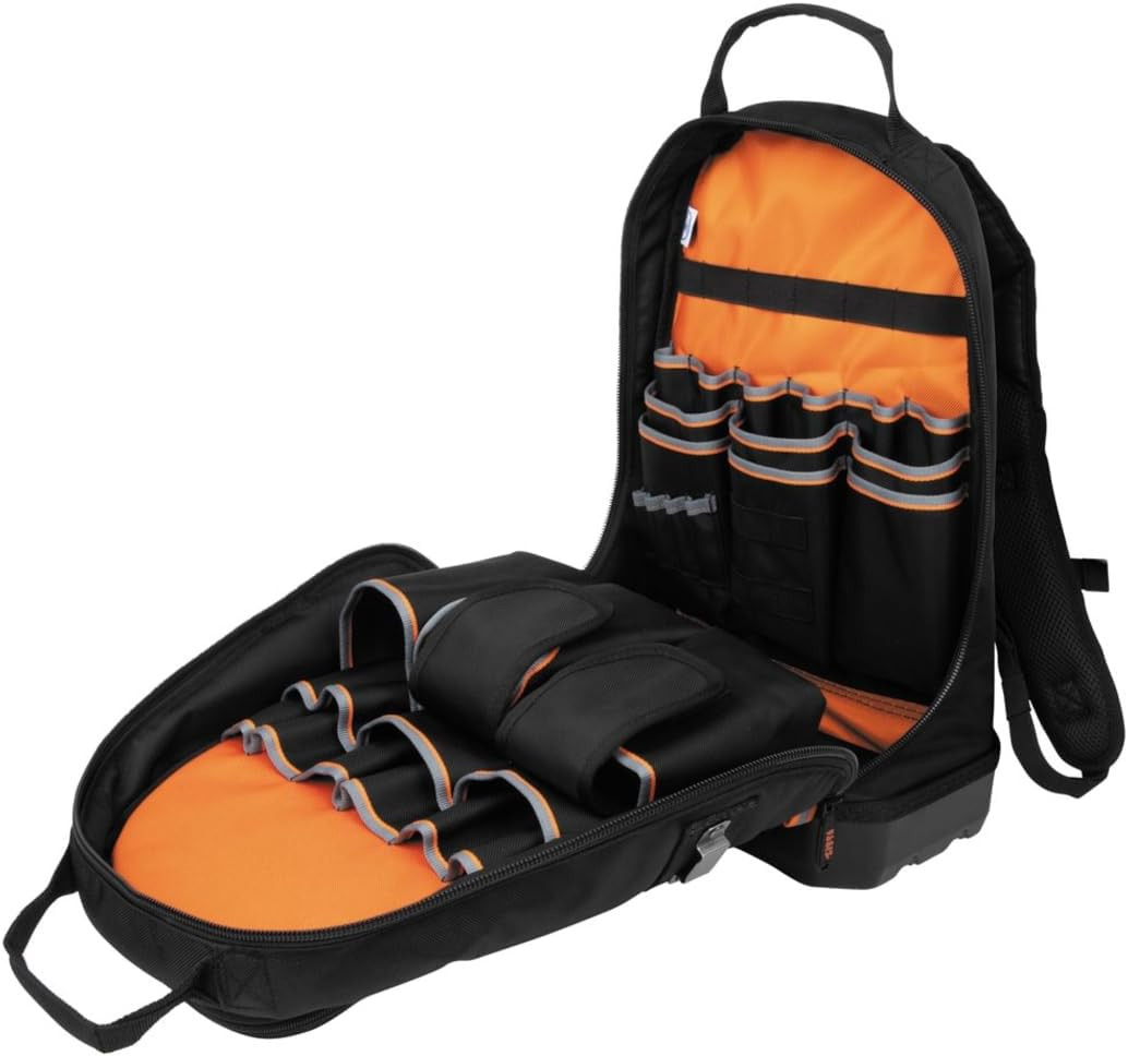55421BP-14 Tool Backpack, Heavy Duty Tradesman Pro Tool Bag Organizer with 39 Po