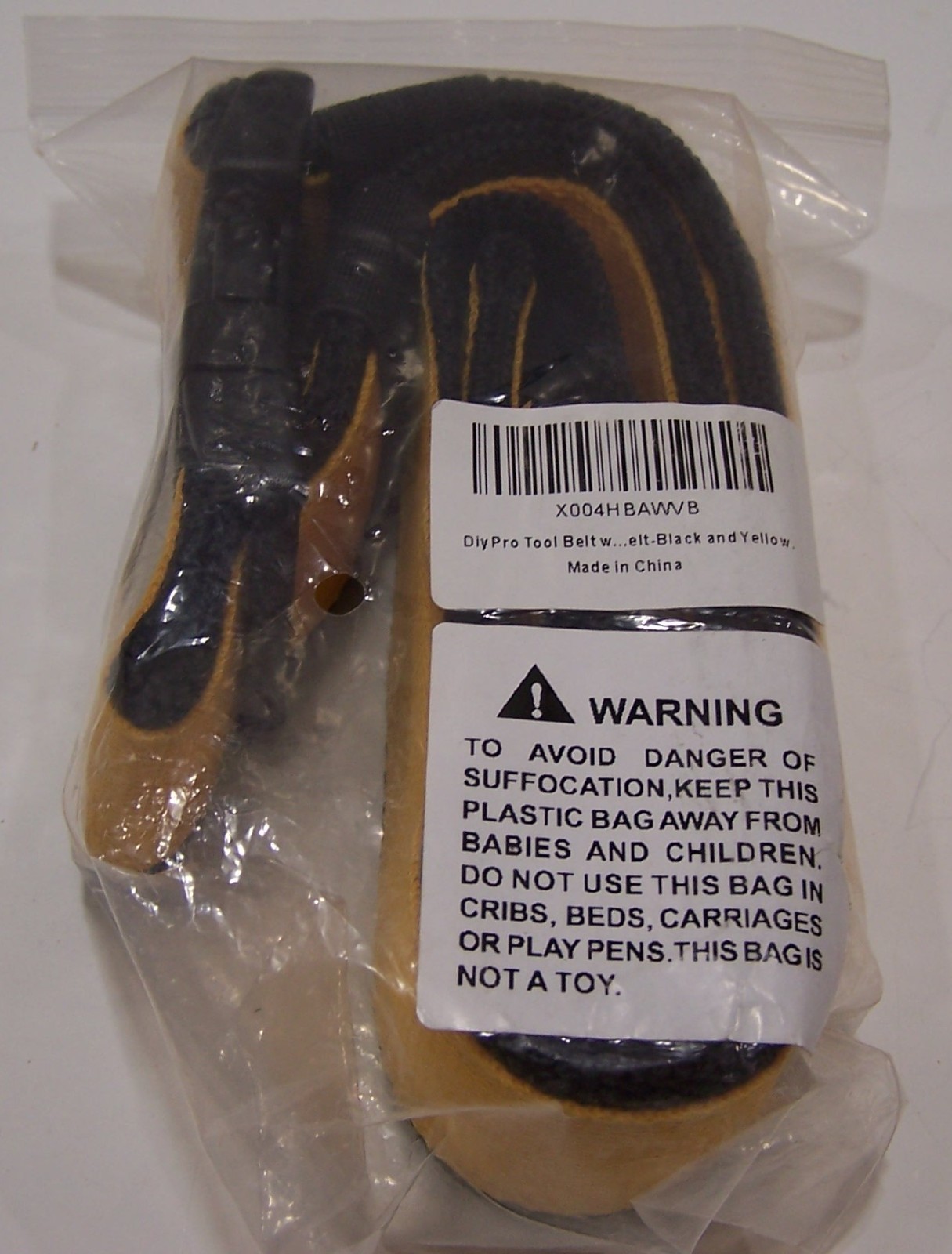 Tool Belt with Plastic Buckle 2-Inch Adjustable Heavy Duty Black and Yellow