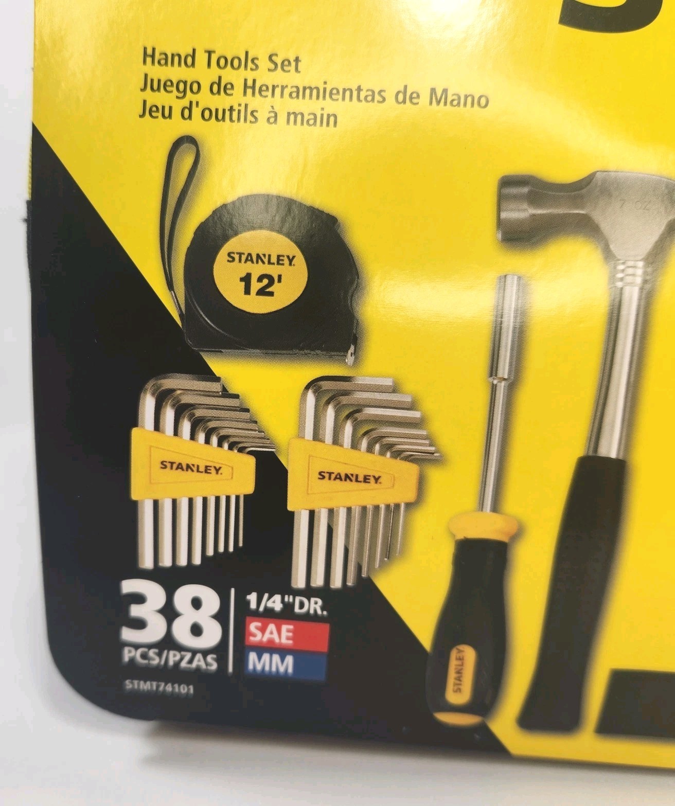 38 Pc. Stanley Hand Tools Set For Household STM17401 Yellow/Black Tote Bag