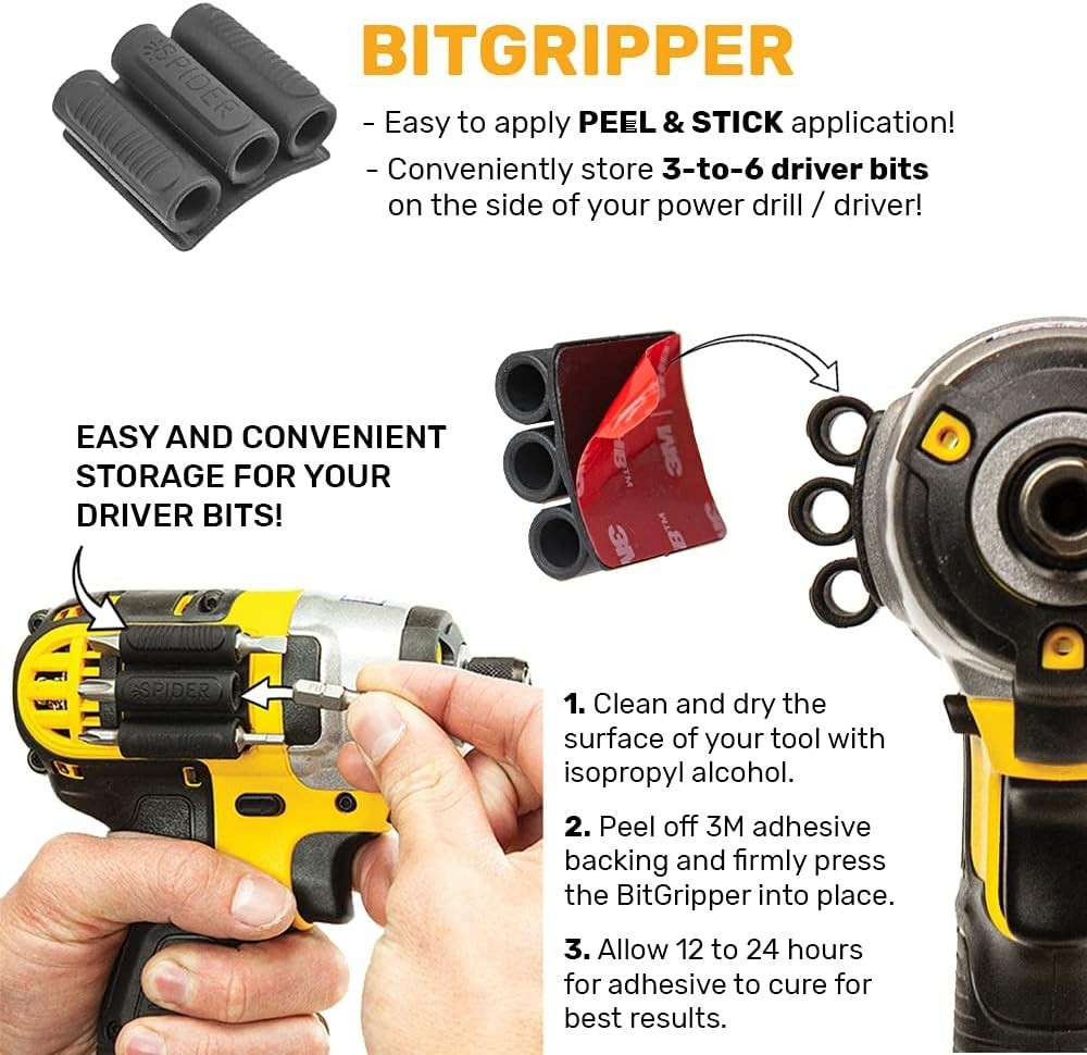 Upgrade Your Organization: 4 Silicone BitGrippers with Peel and Stick Adhesive