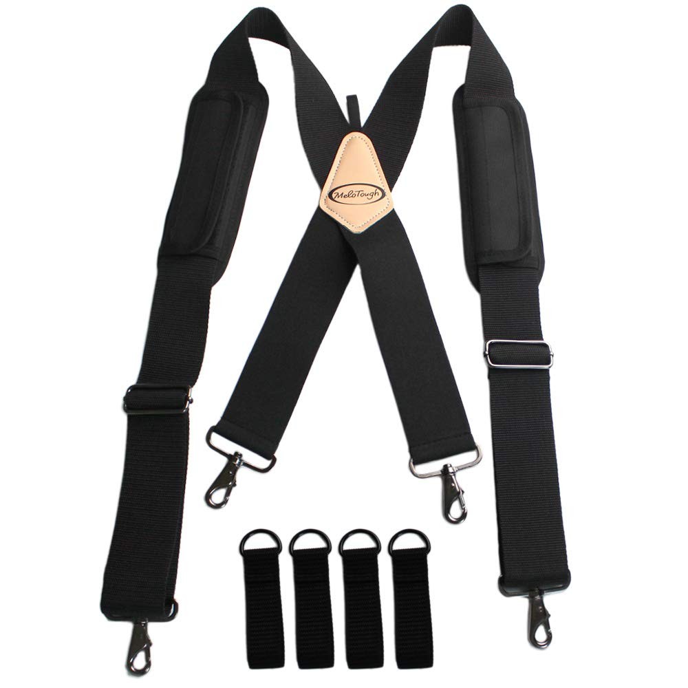 MELOTOUGH Tool Belt Suspenders Work one size fits most, Black