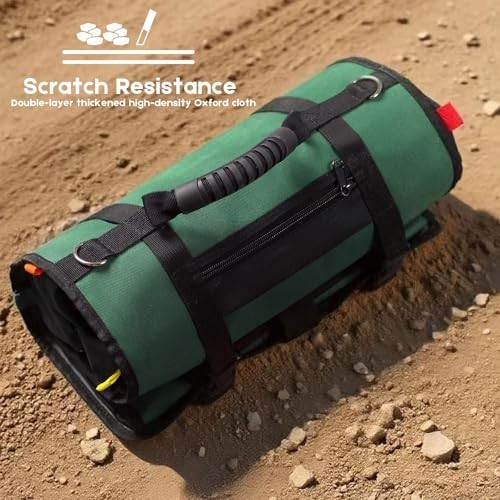 Heavy Duty Roll Up Tool Bag Oxford Fabric Waterproof 4 Detachable Pouches