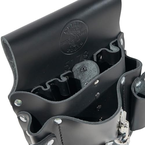 Klein Tools Leather Pocket Tool Pouch with Tunnel Loop Belt Connection Black