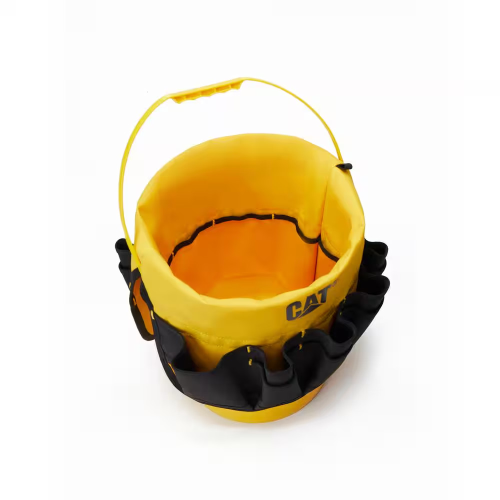 Tool Storage, 18 In., 26 Pockets , Black and Yellow, 600-D Polyester ,Bucket Org