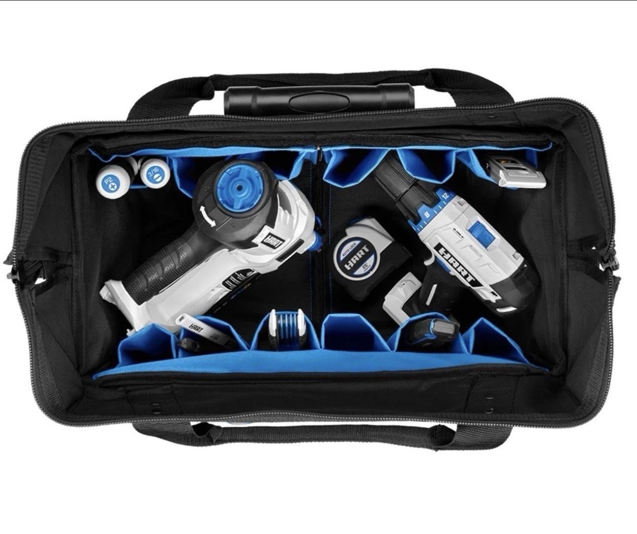 HART 18-inch Rolling Tool Bag, Waterproof Bottom, Telescoping Pull Handle wheel
