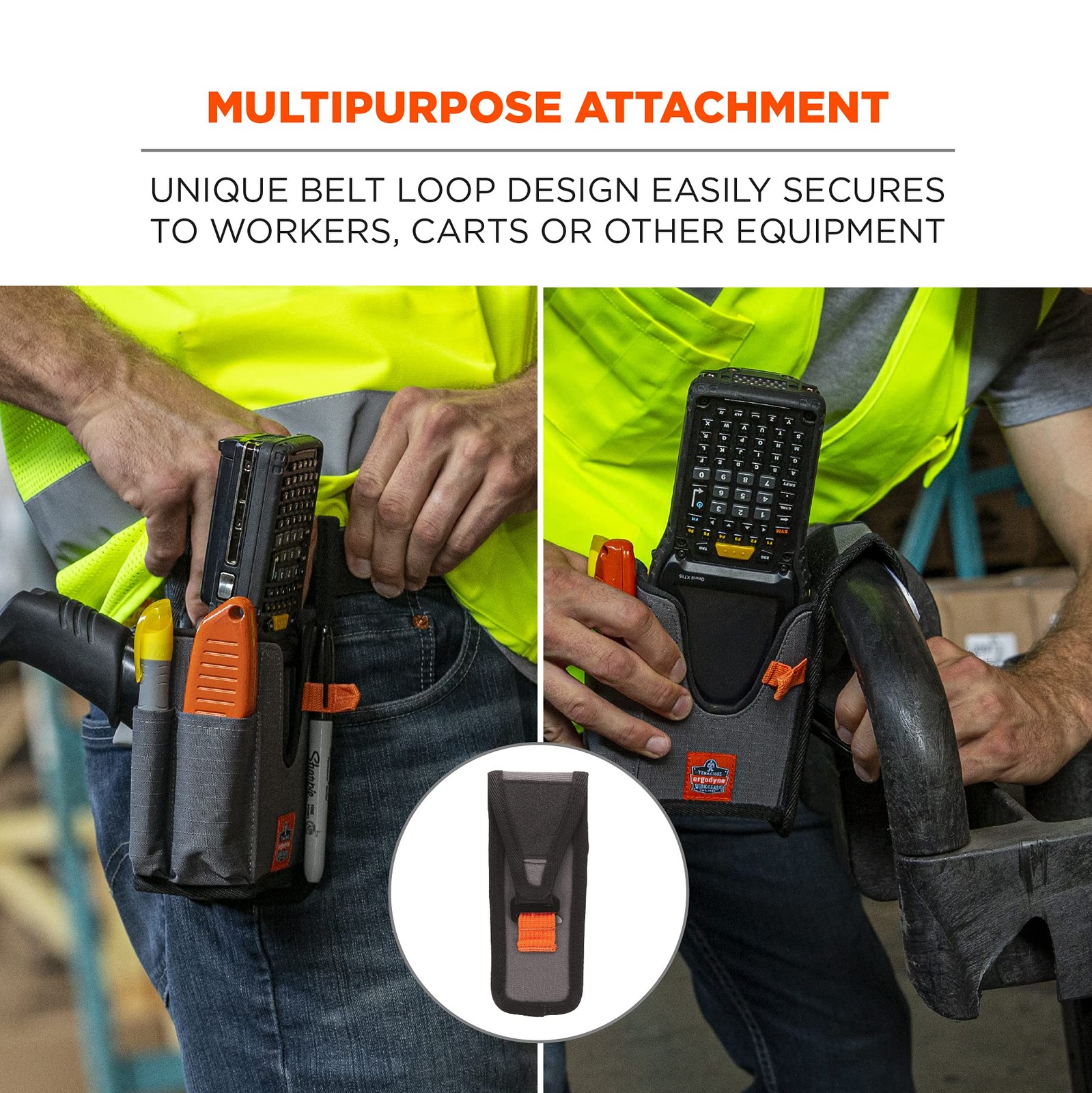 Utility Holster Pouch For Barcode Scanners Large Gray Durable Abrasion Resistant