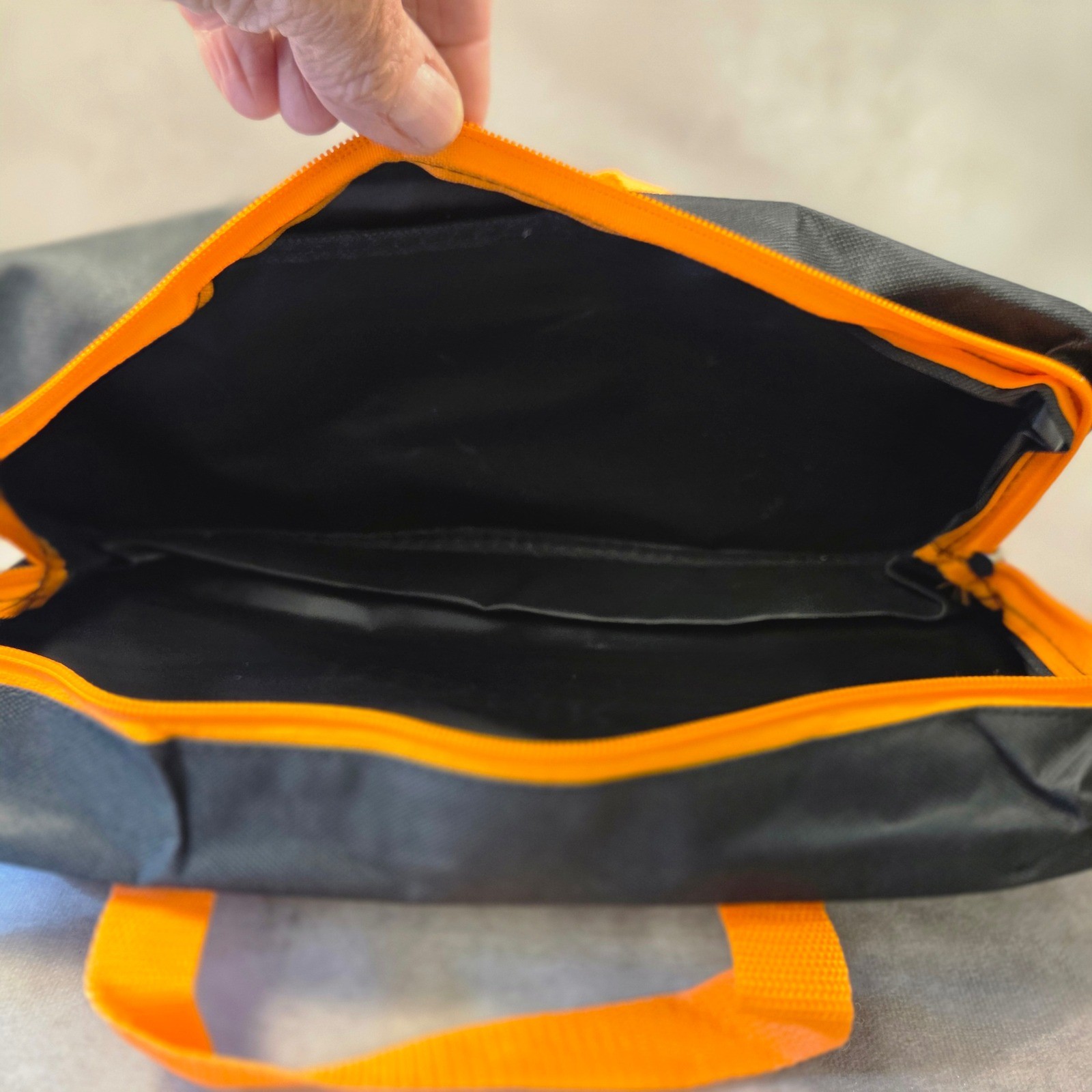 RINPIR Black Orange Canvas Tool Bag Zippered Organizer Pouch Carry Handle 15″