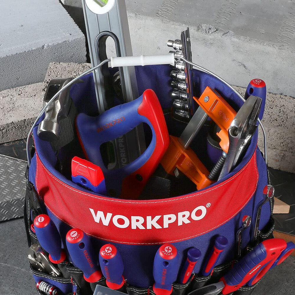 WORKPRO Bucket Tool Organizer with 51 Pockets Fits to 3.5-5 Gallon Bucket USA