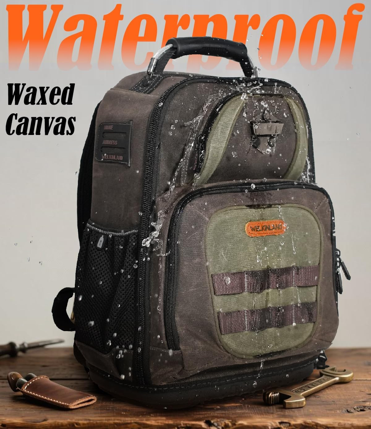 Heavy-Duty 36-Pocket Electrician Backpack – Durable Waxed-Canvas Tool Carrier