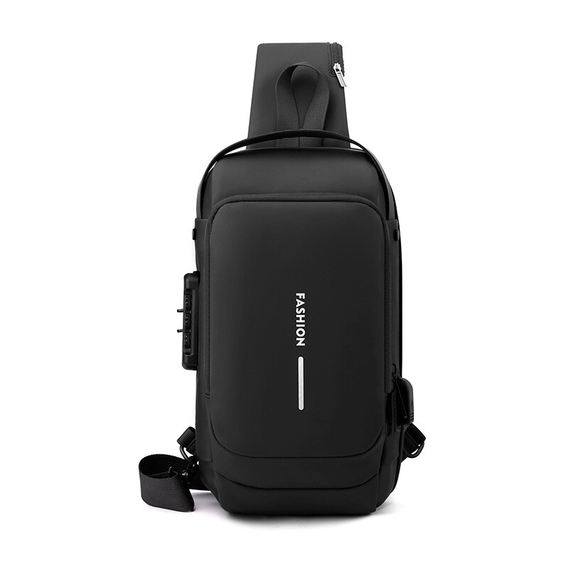 Men’s crossbody combination lock Anti-theft outdoor sports usb port chest bag