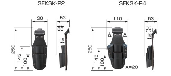 TAJIMA Waist Tool Holder Easy Removal Leather Black SFKSK-P2,SFKSK-P4 TAIWAN