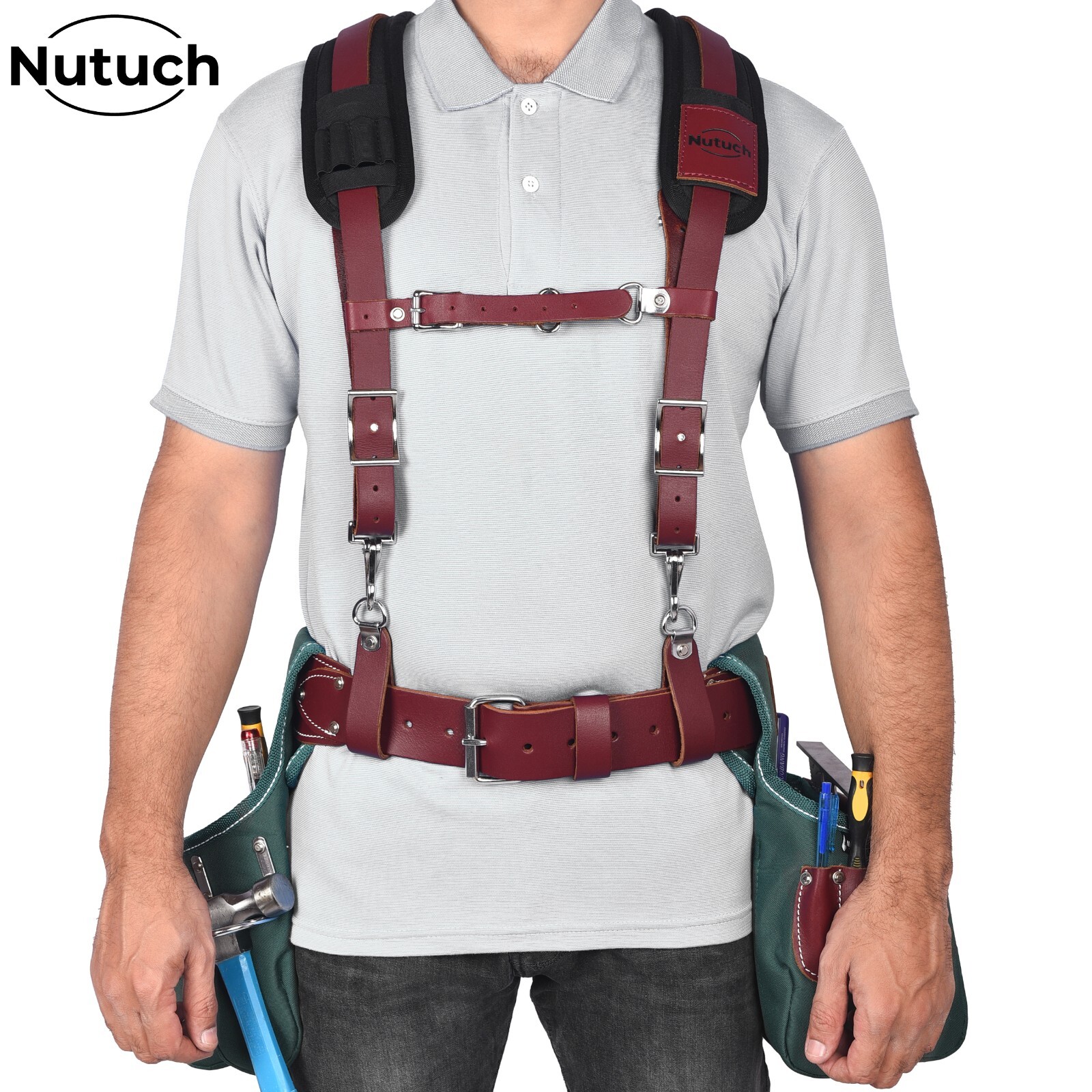 NUTUCH Nylon and Leather Tool Belt with Suspender | Electrician Tool Belts