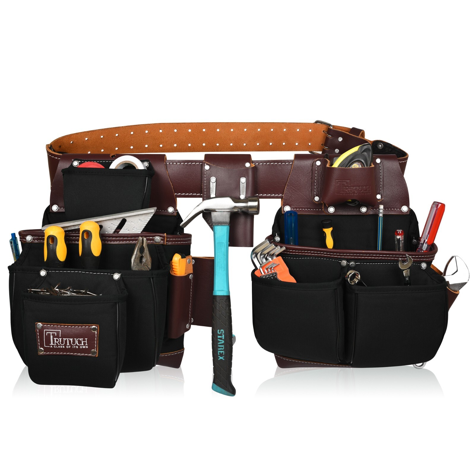 TRUTUCH Nylon and Leather Tool Belt with Leather Work Suspender | Electrician