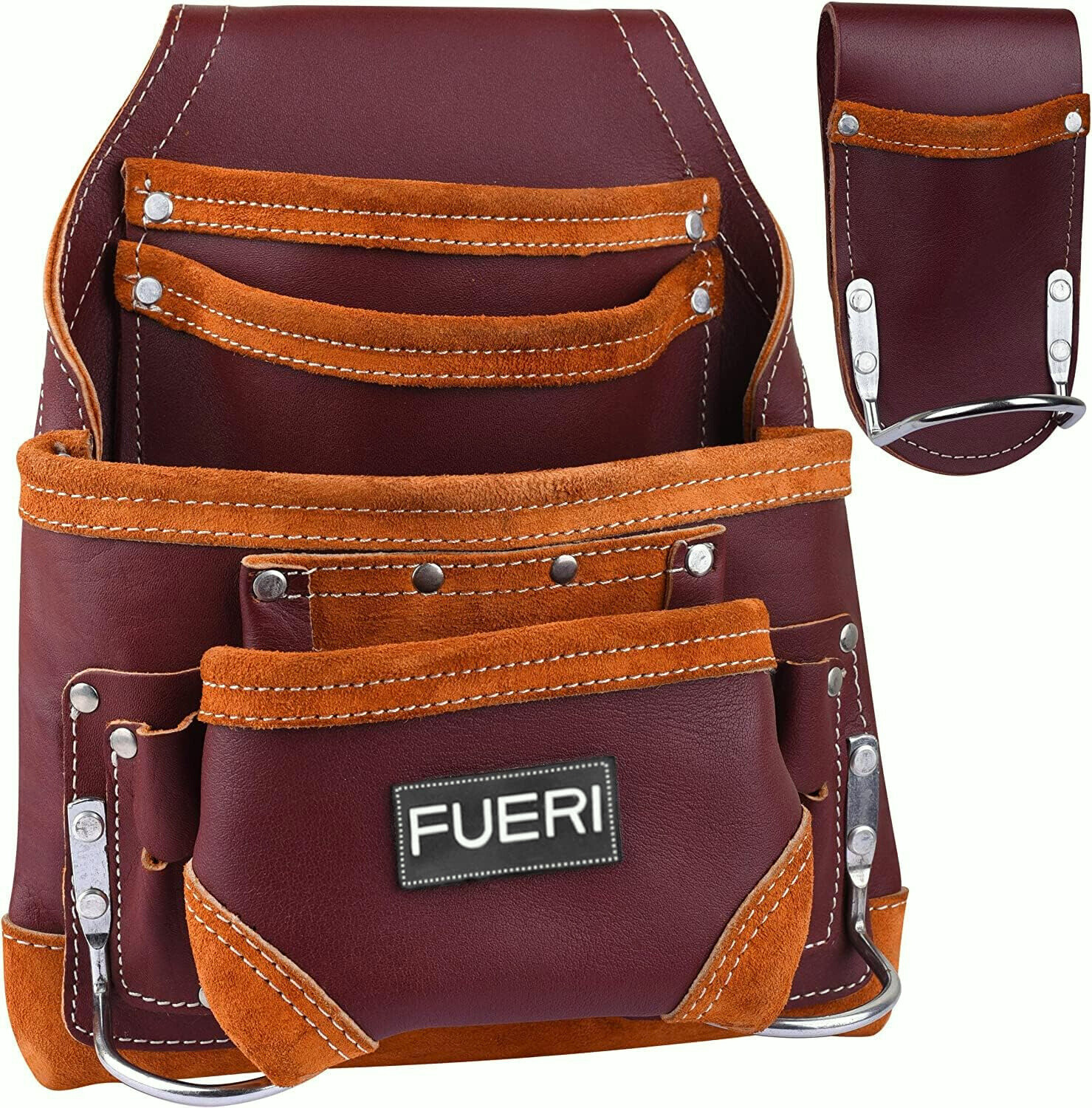 Leather Tool Pouch 10 Pocket Carpenters Electricians Framers Handyman Tool bag