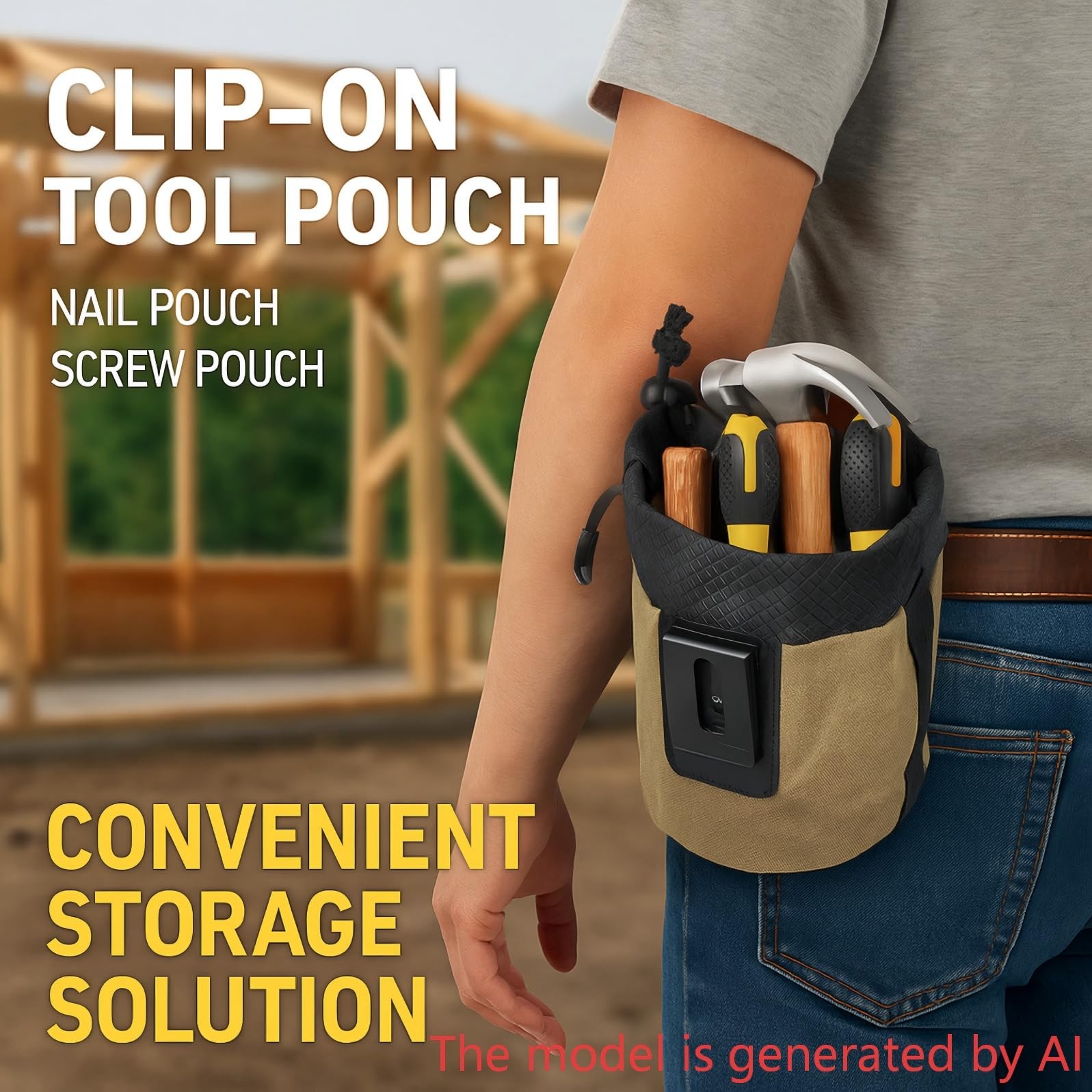 Nail/Screw Work Pouch,Metal Clip-On Tool Pouch for Tools Screws and Nails,Ideal