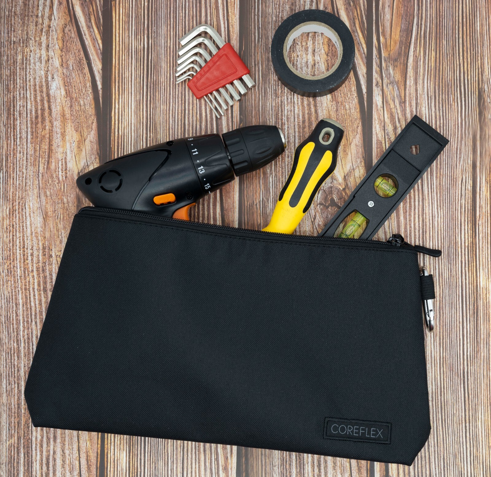 Coreflex 6 Pack Tool Pouch Zipper Bag, Small Tool Bag, Multipurpose Storage, Blk