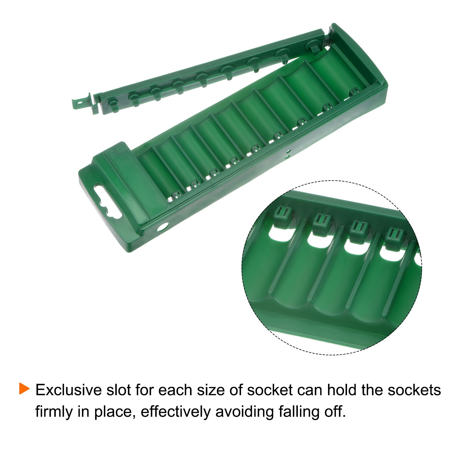 Socket Organizer 3/8″ Drive 9 Slots Portable Deep Socket Clip Rail Holder