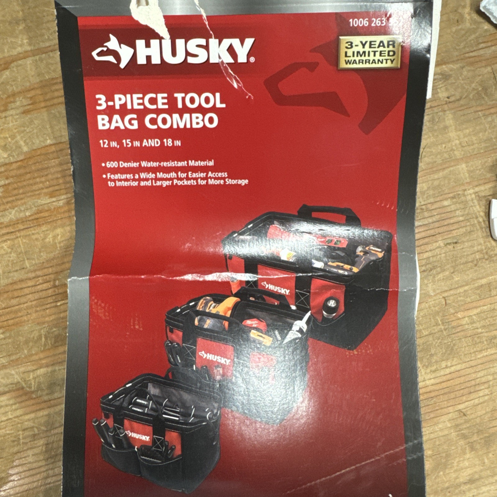 Husky 18 in., 15 in. and 12 in. Tool Bag Combo New