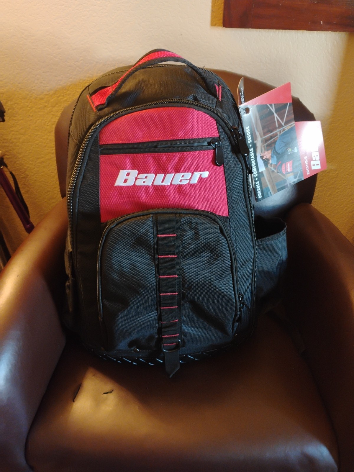 Bauer Heavy Duty Jobsite Backpack 3 Compartment Toolbag Organizer Pockets Zip Up