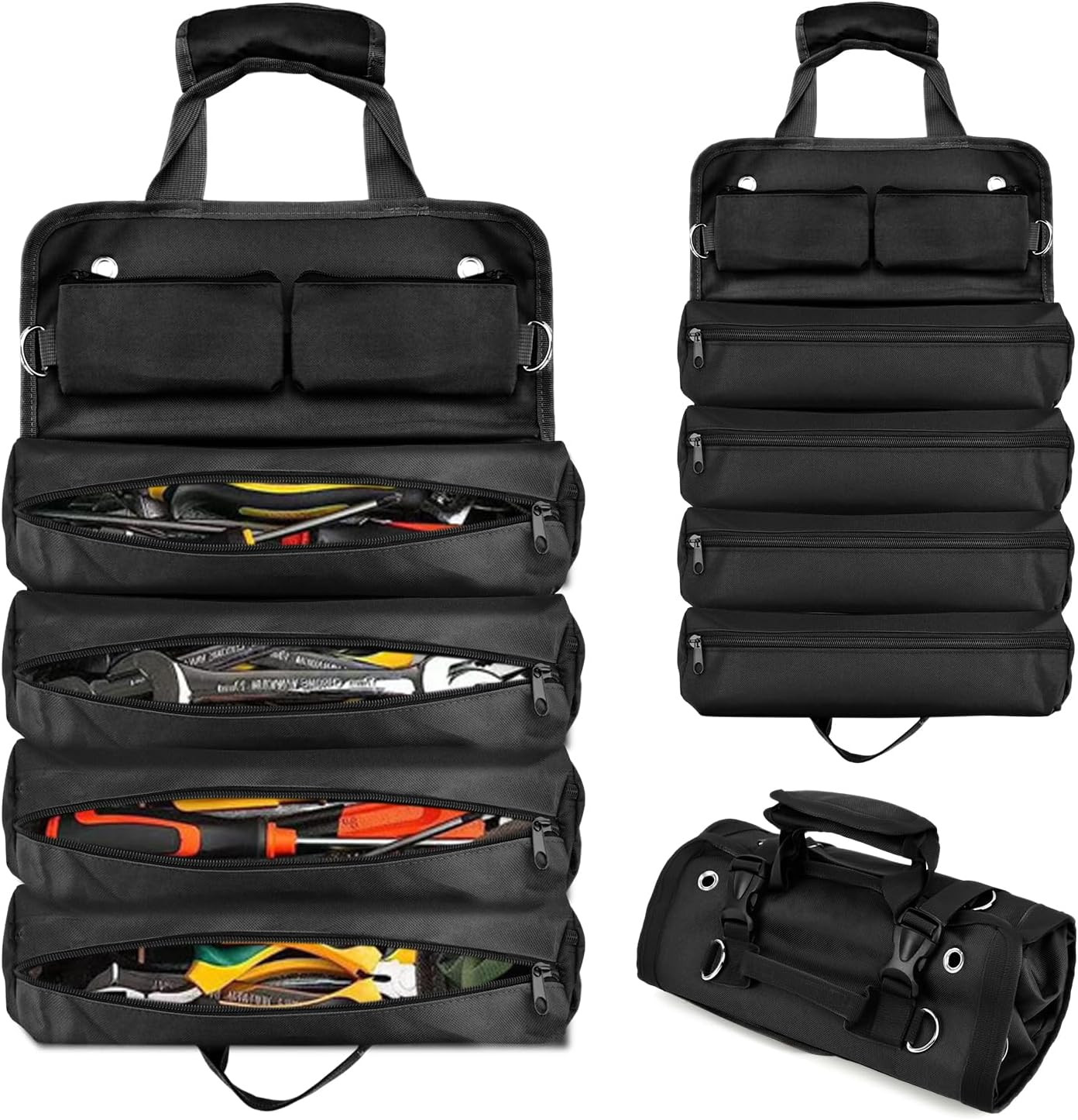 Heavy Duty Roll Up Tool Organizer for Mechanics RV & Motorcycle Storage Roll Bag