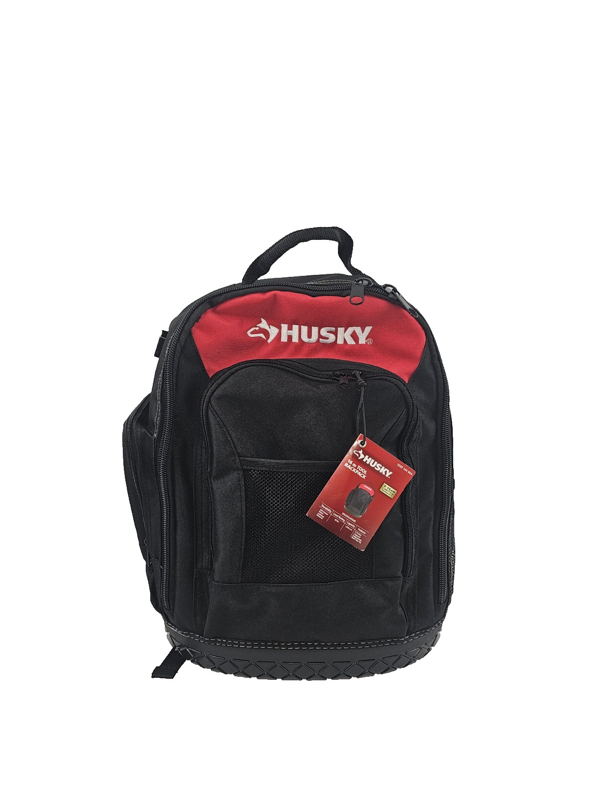 Husky 16″ Tool Backpack Heavy Duty Rubber Bottom Red Storage Bag 21-Pocket NEW