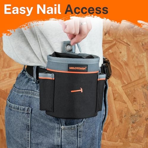 Drawstring Tool Pouch – 2 Sizes | Clip-On Nail, Screw & Bolt Bag | Small Black