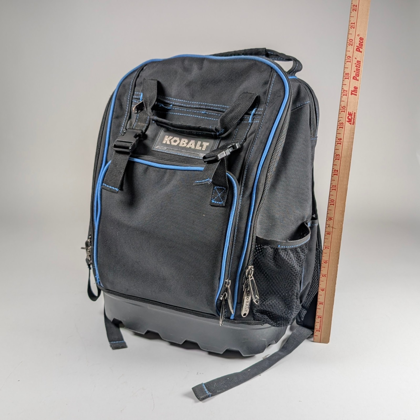 Kobalt Heavy Duty Tool Backpack Black Blue Molded Base Organizer Bag