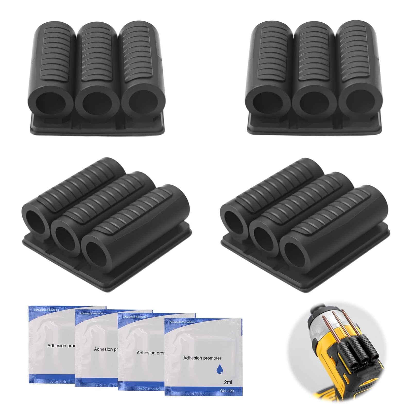 4 Pack Drill Bit Holder Tool Holster for Impact Drivers and Drills, with Adhe…