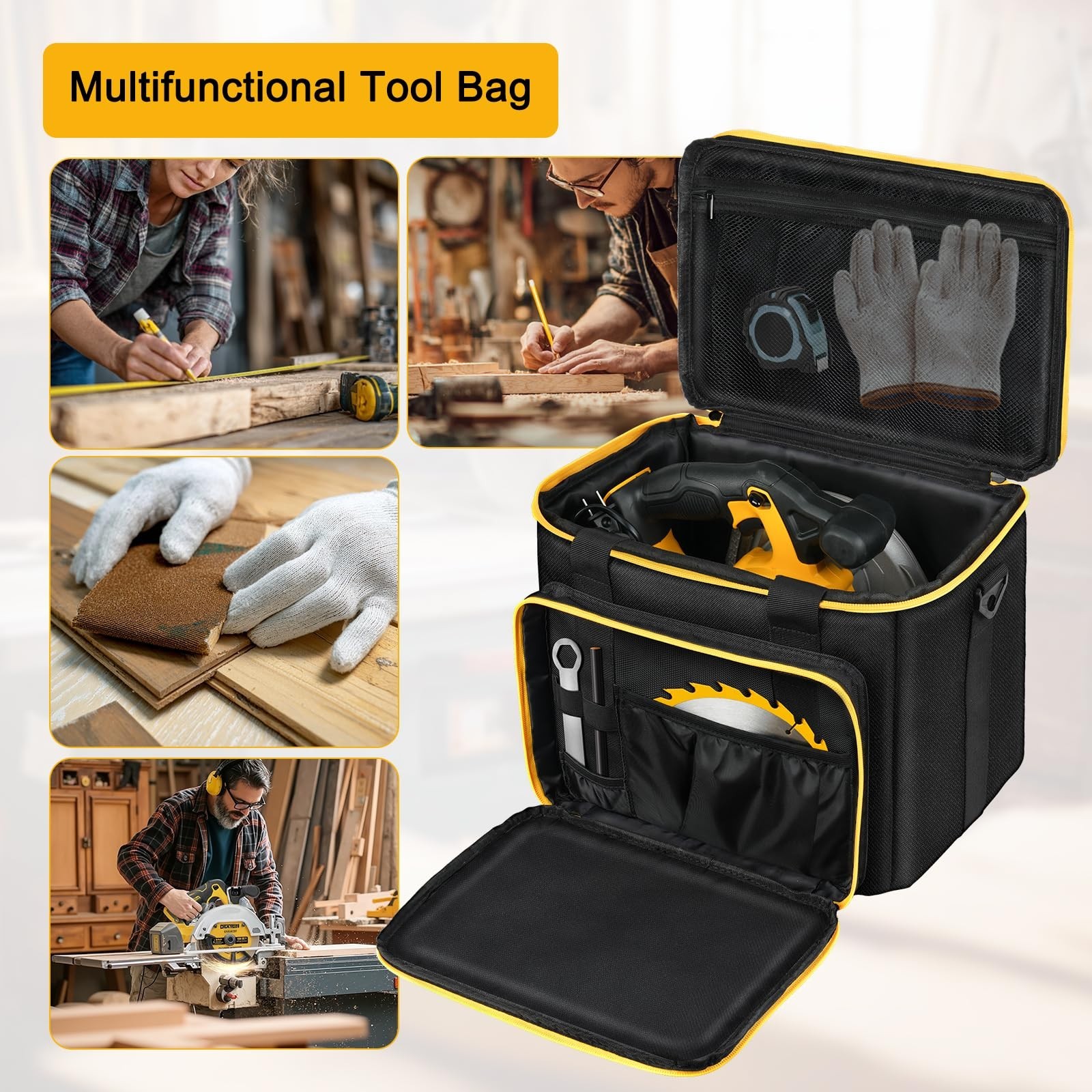 Portable Tool Bag for 20V MAX Circular Saw, Battery Compartment & Blade Organize