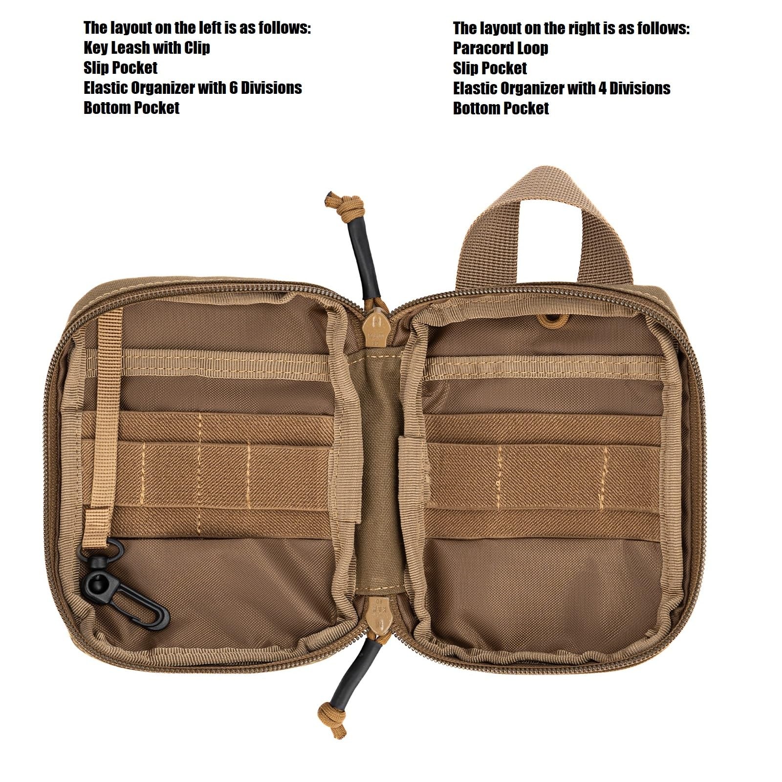 Dotacty Mini Pocket Organizer for Men EDC Gear 6″ x 4″ x 1.5″, Coyote Brown