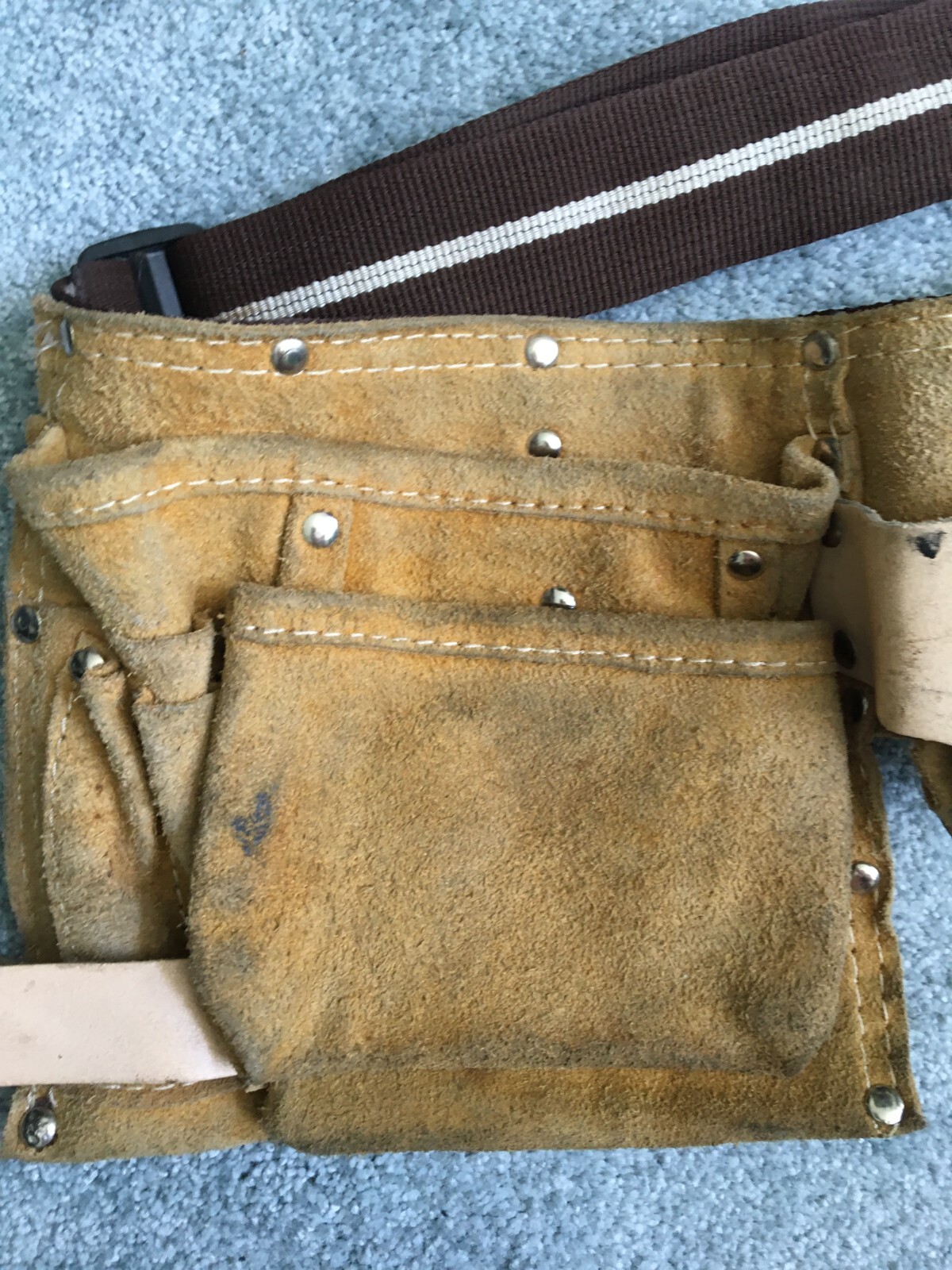 TOOL BELT Carpenter Apron MULTI-POCKET Heavy Split Cowhide LEATHER Vintage