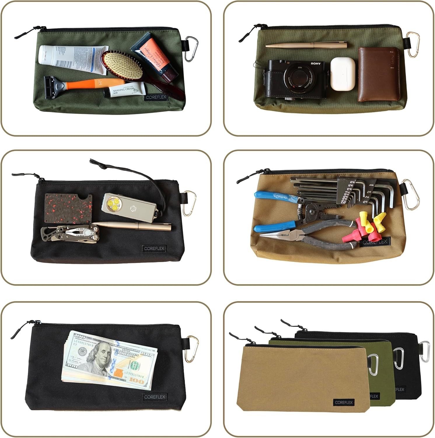 Durable Water-Resistant Tool Pouch Set – Flat Bottom Design with YKK Zippers