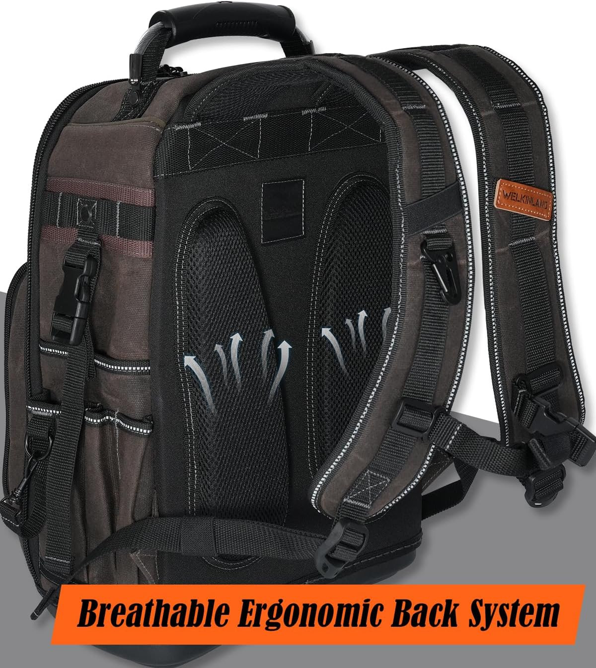 Heavy-Duty 36-Pocket Electrician Backpack – Durable Waxed-Canvas Tool Carrier