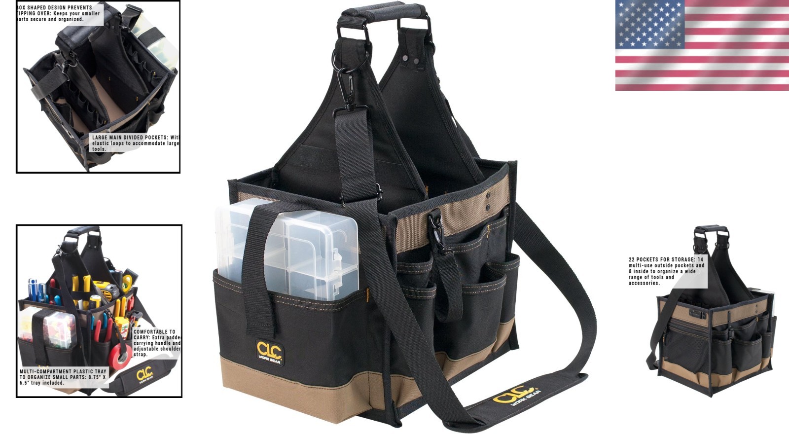 CLC Electrical Tool Bag, Box Design, Multi-Compartment-/-