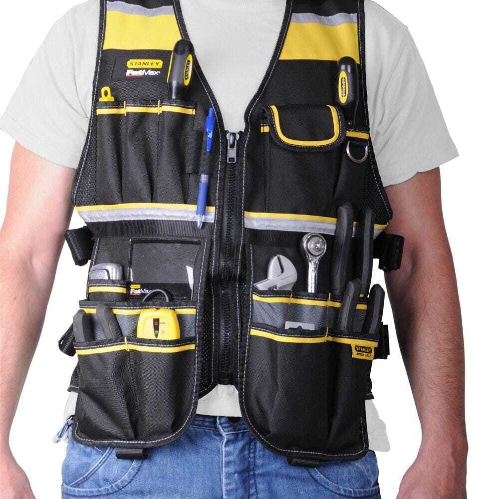 Multi Pocket Tool Vest Light Reflective Safety Strip Tools Compartment FATMAX